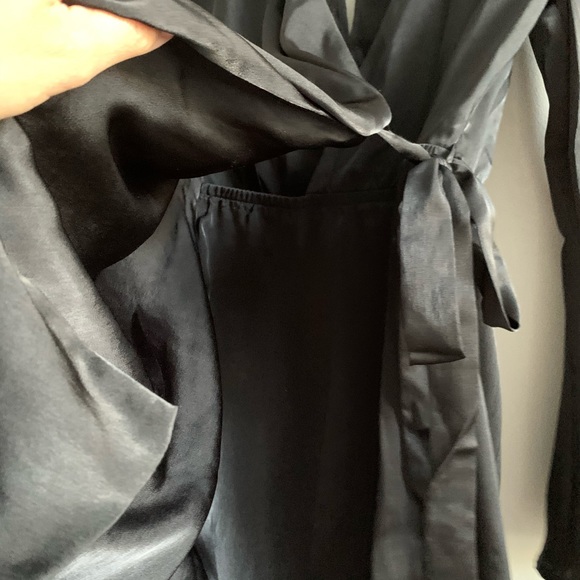 Show Me Your Mumu Wrap Black Sheen Satin Romper - Picture 10 of 15